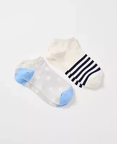 Ann Taylor Striped And Dotted Ankle Sock Set In Black