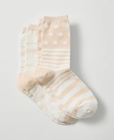 Ann Taylor Striped And Dotted Crew Sock Set In Multi