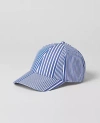 Ann Taylor Striped Baseball Cap In Pristine Blue