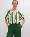 Ann Taylor Petite Striped Bubble Hem Blouse