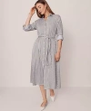 Ann Taylor Striped Collared Midi Shirtdress In Gray