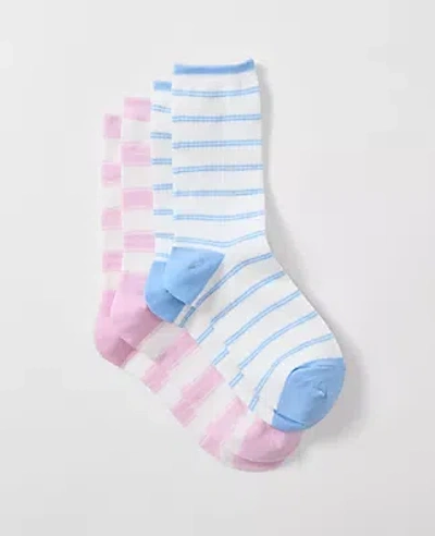 Ann Taylor Striped Crew Sock Set In Multi