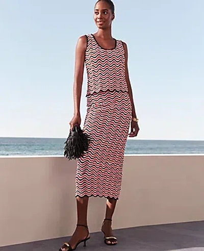 Ann Taylor Striped Crochet Sweater Skirt