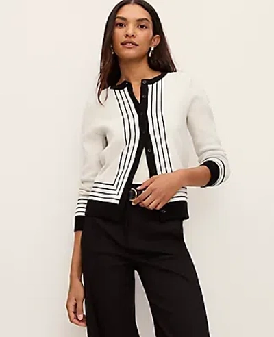 Ann Taylor Striped Jacquard Ann Cardigan In Multi