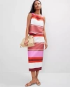 Ann Taylor Striped Linen Blend Midi Skirt