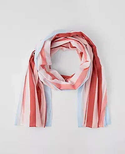 Ann Taylor Striped Linen Blend Scarf In Pink