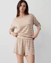 Ann Taylor Striped Lounge Shorts In Camel Heather