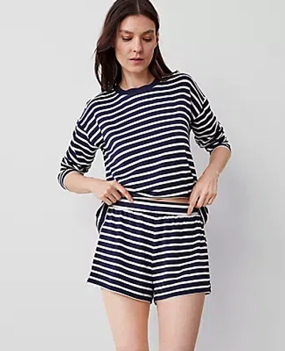 Ann Taylor Striped Lounge Shorts In Pure Sapphire
