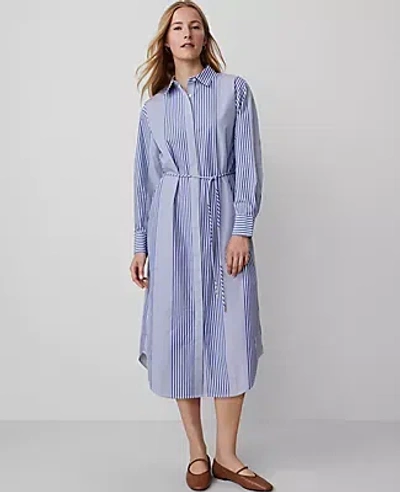 Ann Taylor Weekend Collection Striped Midi Shirtdress In Deep Grotto