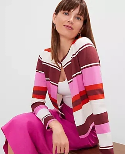 Ann Taylor Striped Open Cardigan