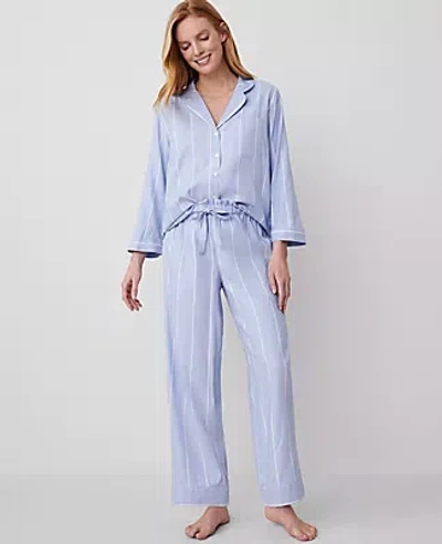 Ann Taylor Striped Pajama Set In Freesia Blue