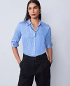 Ann Taylor Striped Perfect Shirt In Blue