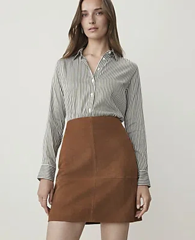 Ann Taylor Striped Perfect Shirt In Muted Moss