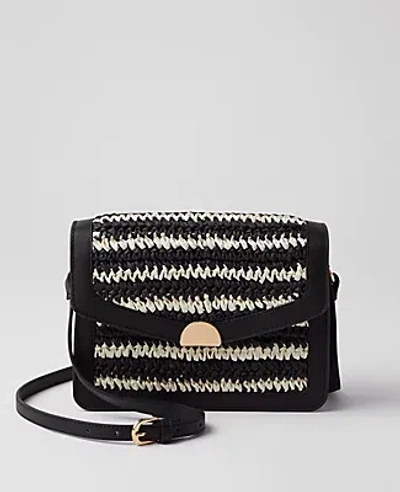 Ann Taylor Striped Raffia Crossbody Bag In Black