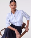 Ann Taylor Striped Relaxed Perfect Shirt In Blue