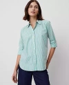 Ann Taylor Striped Relaxed Perfect Shirt In Green