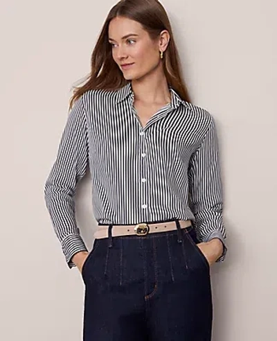Ann Taylor Striped Relaxed Perfect Shirt In Multi