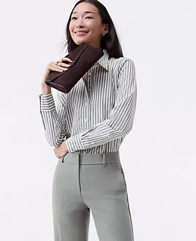 Ann Taylor Striped Relaxed Perfect Shirt In Multi