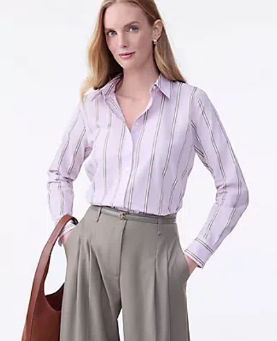 Ann Taylor Striped Relaxed Perfect Shirt In Pink