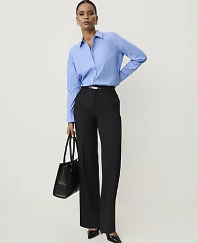Ann Taylor Striped Relaxed Perfect Shirt In White-blue