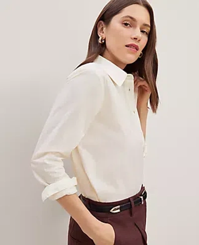 Ann Taylor Striped Relaxed Perfect Shirt In Yellow Buttercream