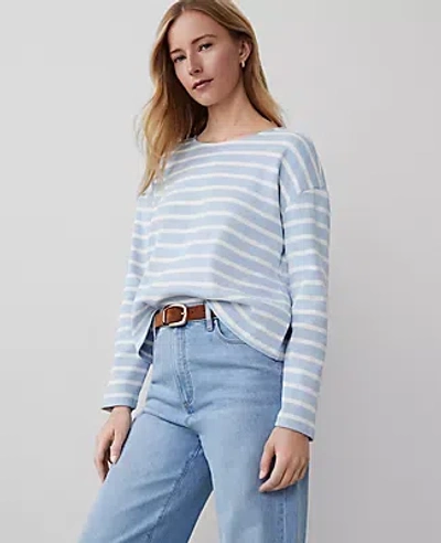 Ann Taylor Striped Relaxed Sweater In Navy/white