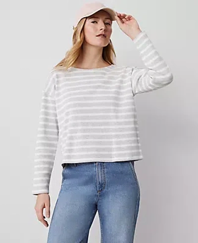 Ann Taylor Striped Relaxed Top In Frosted Heather