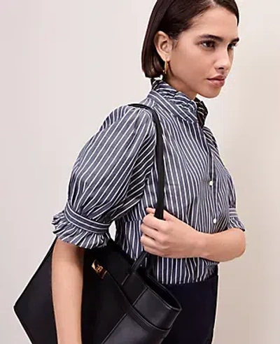 Ann Taylor Striped Ruffle Blouse