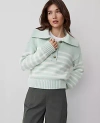 Ann Taylor Striped Sailor Sweater In Herbal Green