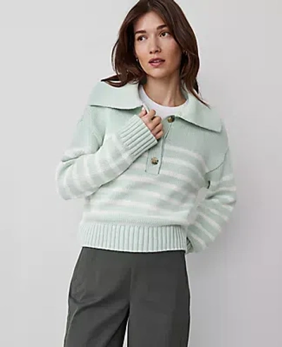 Ann Taylor Striped Sailor Sweater In Herbal Green