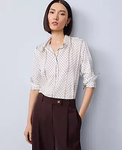Ann Taylor Striped Satin Essential Shirt In Multi