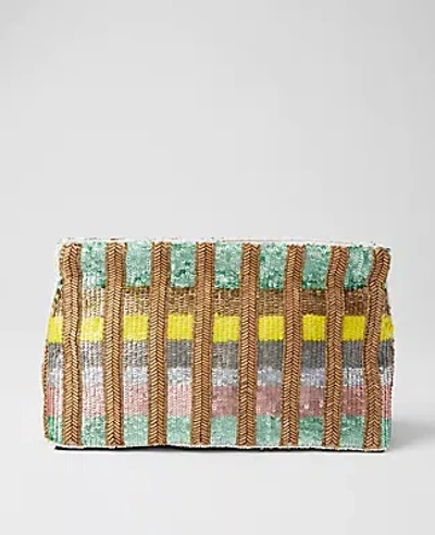Ann Taylor Striped Sequin Clutch