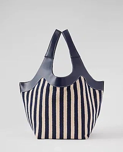 Ann Taylor Striped Shoulder Bag In Black