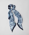 Ann Taylor Striped Silk Scrunchie In Freesia Blue
