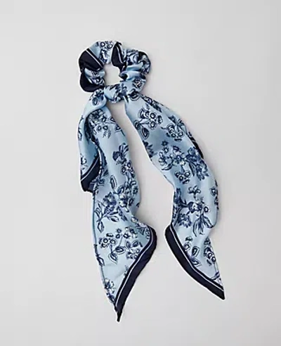 Ann Taylor Striped Silk Scrunchie In Freesia Blue