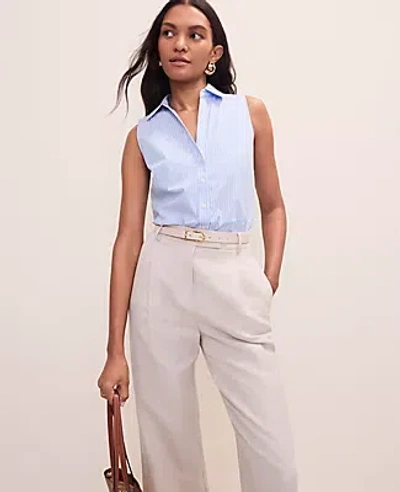 Ann Taylor Striped Sleeveless Essential Shirt In Blue