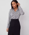 Ann Taylor Striped Slim Fit Shirt In Black