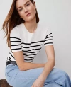 Ann Taylor Striped Sweater Tee In Navy/white