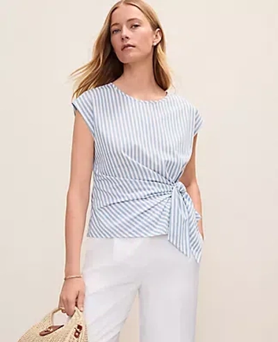 Ann Taylor Striped Tie Waist Tee In Blue
