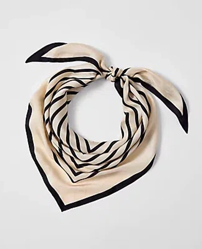 Ann Taylor Striped Triangle Silk Scarf In Black