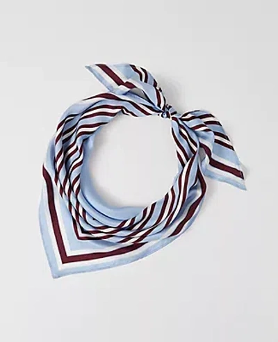 Ann Taylor Striped Triangle Silk Scarf In Blue