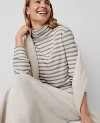 Ann Taylor Striped Turtleneck Top In Winter White