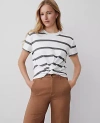 Ann Taylor Striped Twist Tee In Dried Cilantro