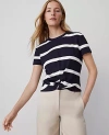 Ann Taylor Striped Twist Tee In Night Sky