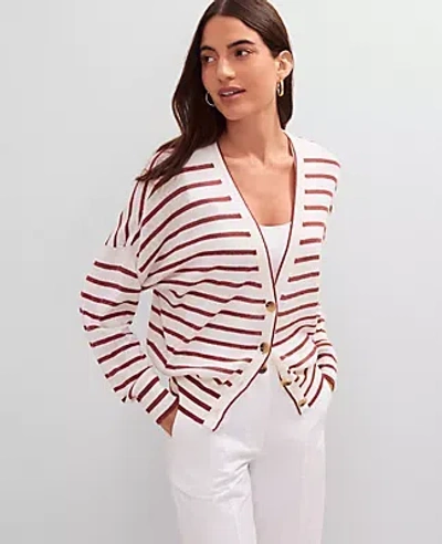 Ann Taylor Striped V-neck Cardigan
