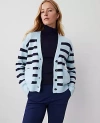 Ann Taylor Striped V-neck Cardigan In Light Blue Multi