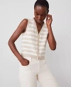 Ann Taylor Striped V-neck Vest In Toasted Oat