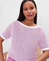Ann Taylor Striped Wedge Sweater In Pink