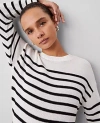 Ann Taylor Striped Wedge Sweater In White/black Multi
