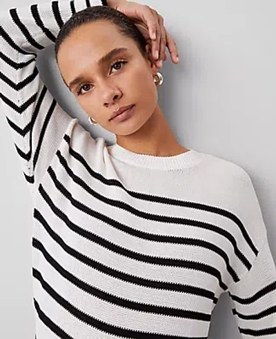 Ann Taylor Striped Wedge Sweater In White/black Multi